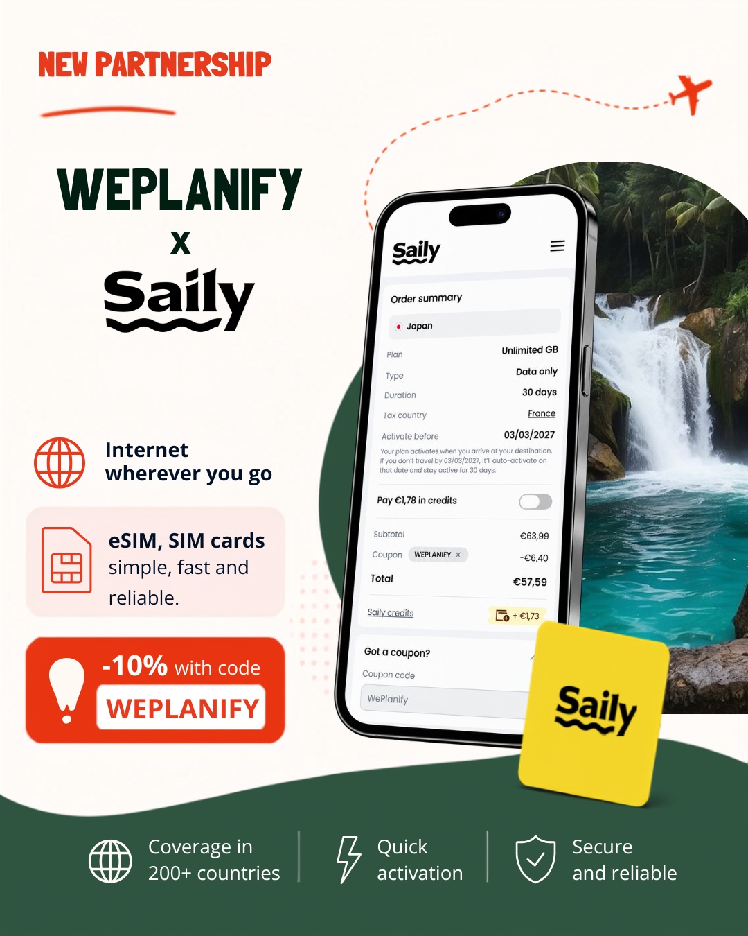 🌍 NEW PARTNERSHIP ALERT!
We’re excited to partner with Saily to make staying connected while travelling easier than ev