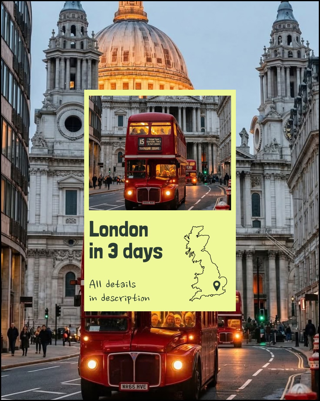 🇬🇧 London in 3 days:
Day 1:
Start in Westminster, taking in Big Ben, Westminster Abbey and the Houses of Parliament b